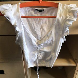 (1) Zara Ruffled Drawstring Top